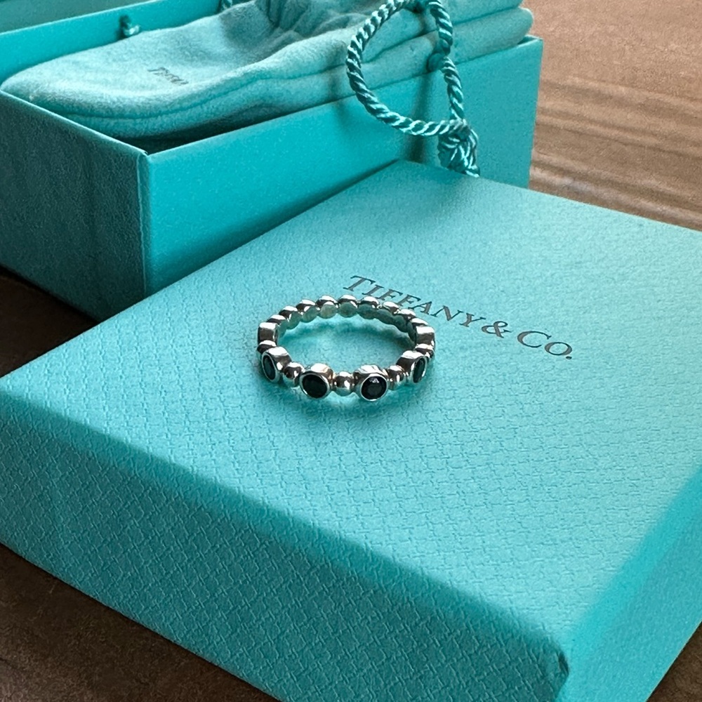 Tiffany & Co Ziegfield sterling silver with black opal stones